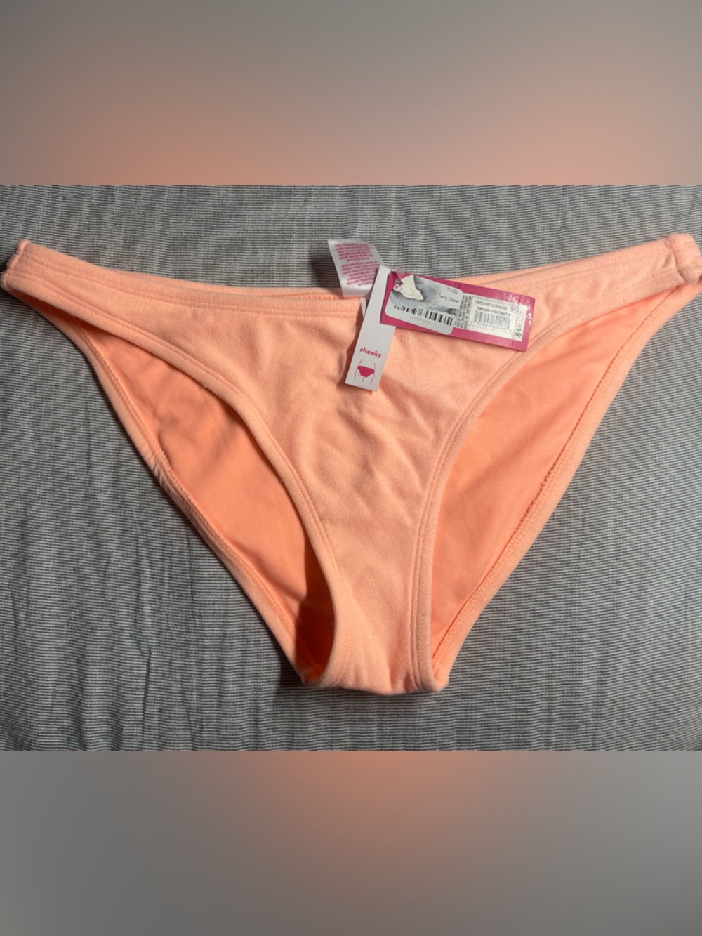 Juniors Terrycloth Bikini Bottoms - Peach Color Large